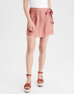 AE High-Waisted Tie Wrap Mini Skirt | American Eagle Outfitters (US & CA)