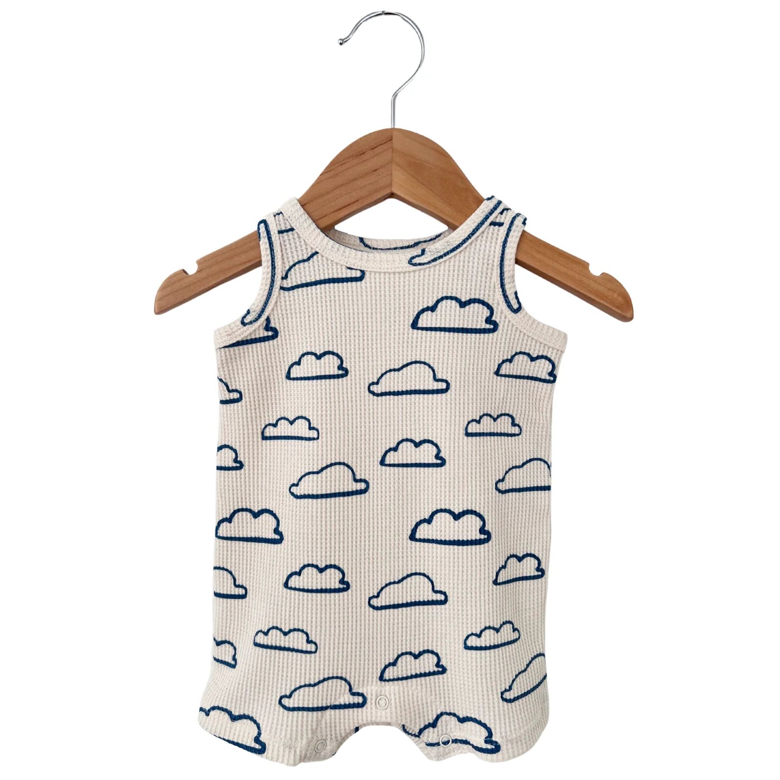 Organic Waffle Shortie Romper, Cloud | SpearmintLOVE