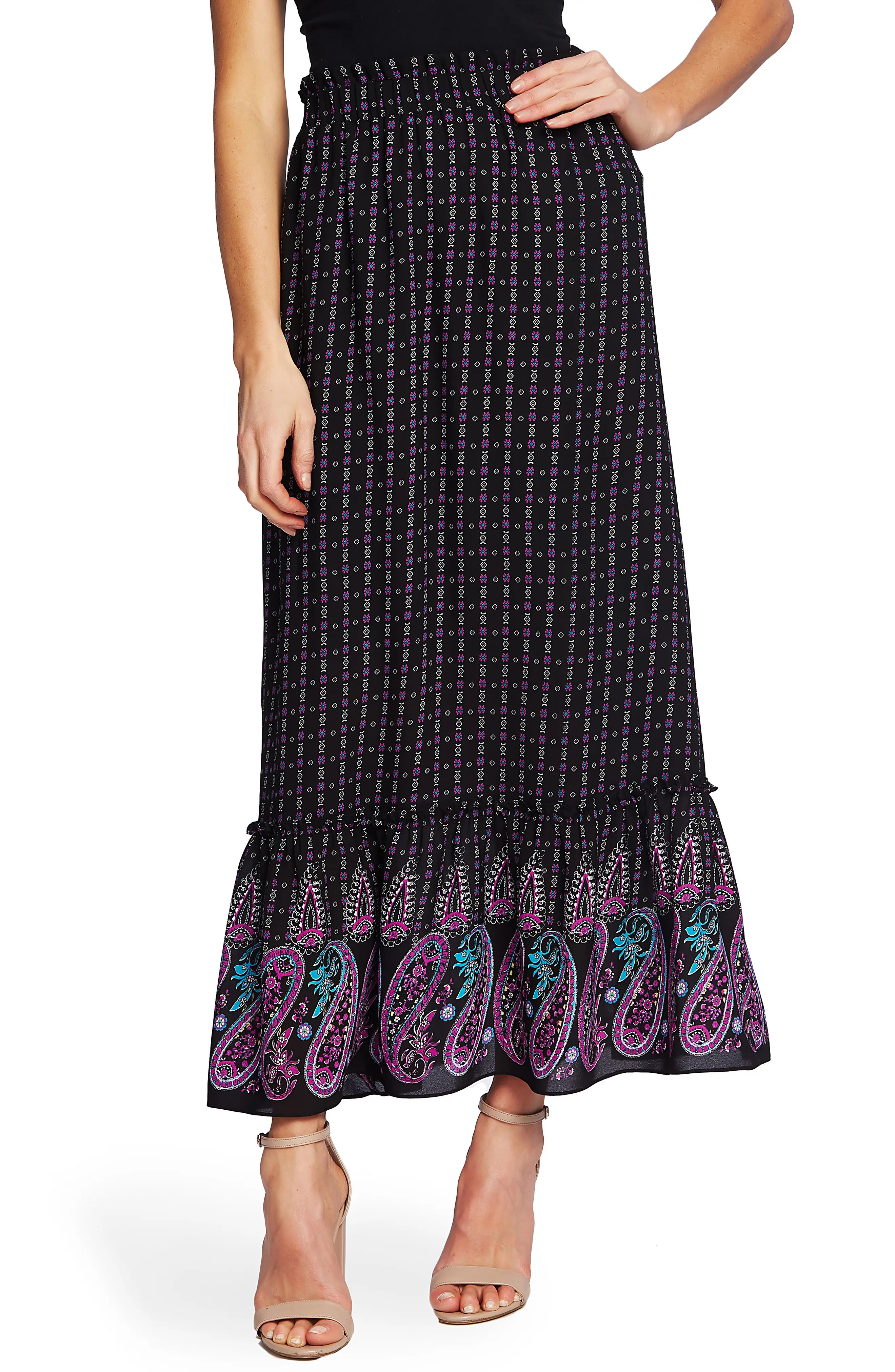 CeCe by Cynthia Steffe Mosaic Paisley Ruffle Maxi Skirt at Nordstrom Rack | Nordstrom Rack