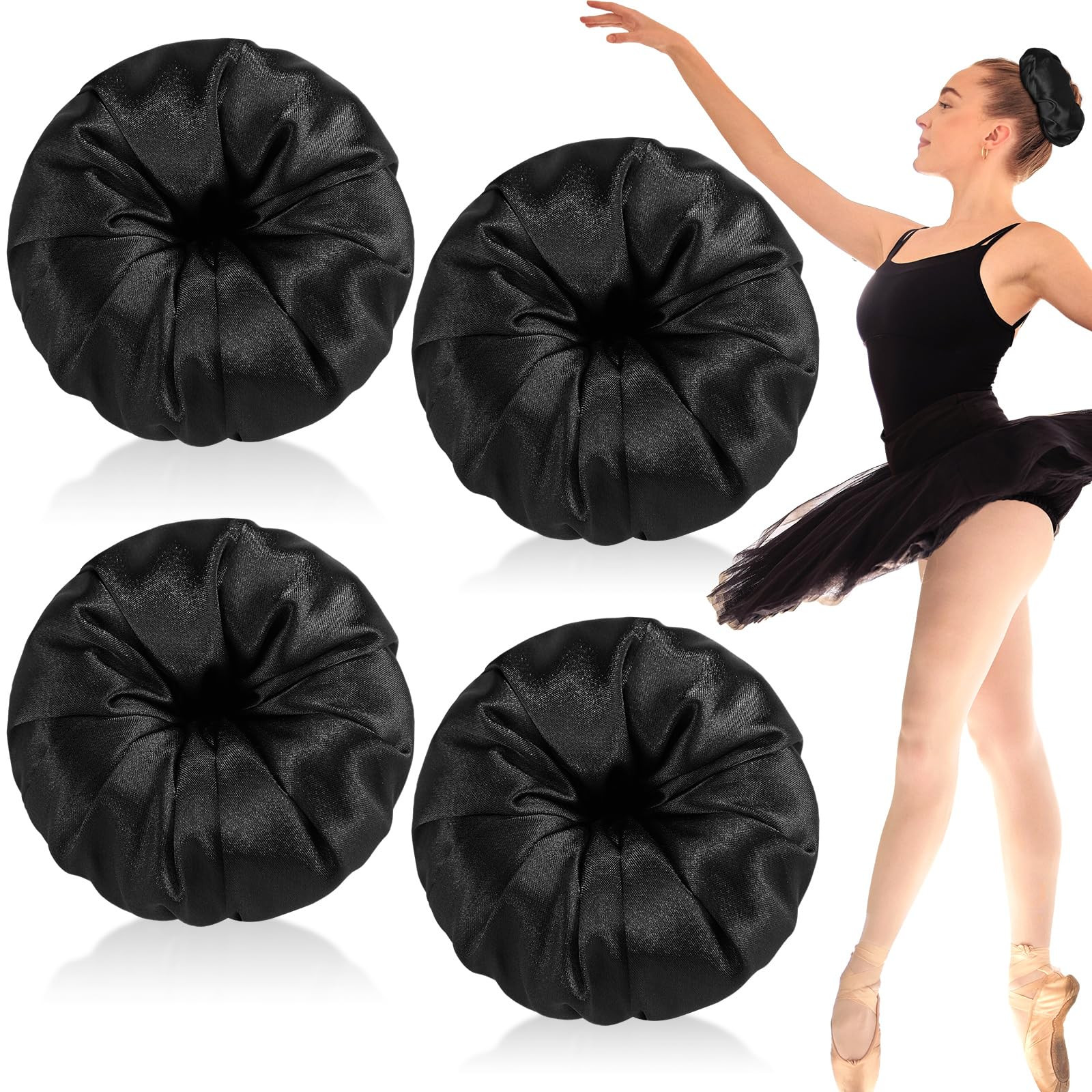4 Pcs Satin Hair Bun Donut Satin Hair Bun Maker Dark Retain Moisture Easy to Style for Women Ladi... | Amazon (US)
