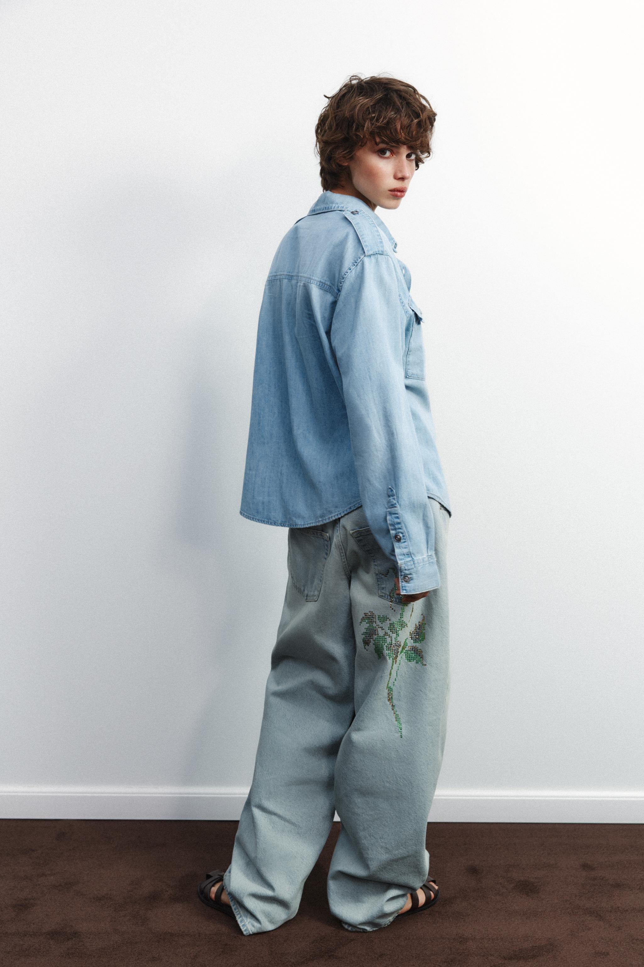 DENIM SHIRT WITH EPAULETS | Zara US