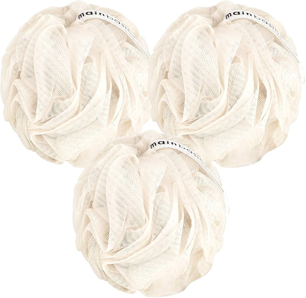 MainBasics Seaweed Infused Bath Shower Loofah Sponge Pouf Body Wash Scrubber (Set of 3) | Amazon (US)
