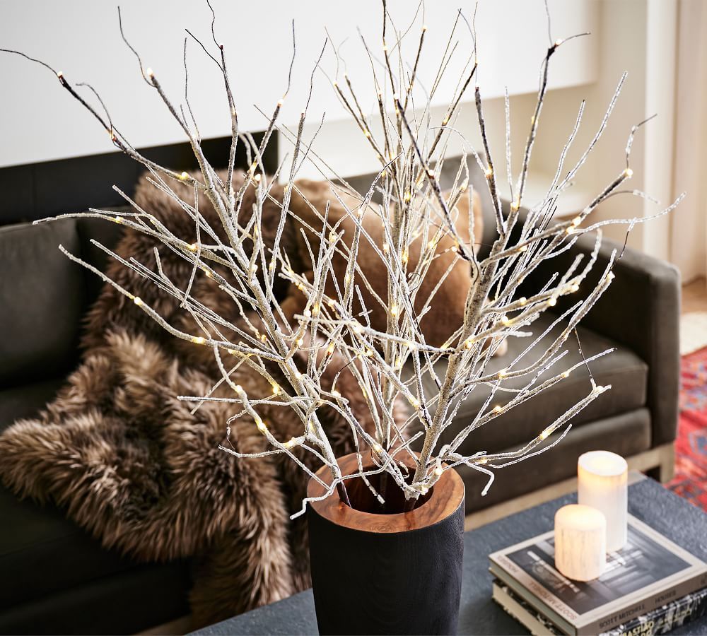 Pre-Lit Frosted Twig Bundle - Set of 3 | Pottery Barn (US)