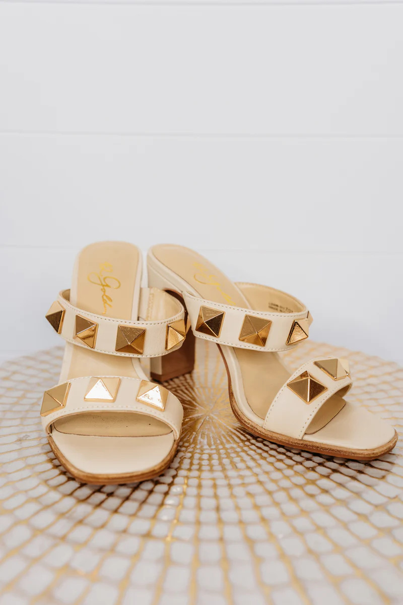The Lara Studded Heel in Cream by 42Gold | Jules & James Boutique