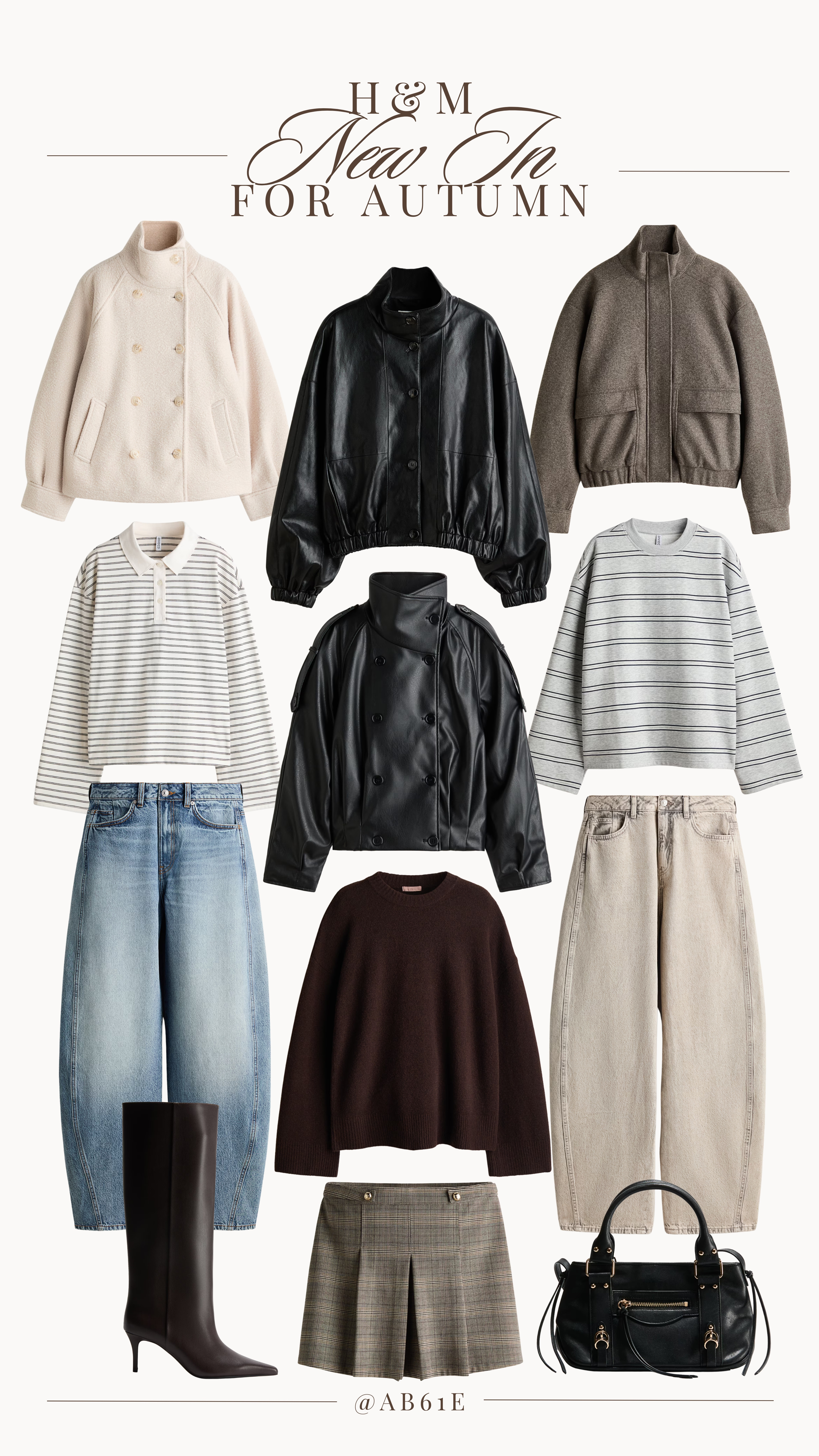 H&M new in 🍂✨🤎

Leather jacket, autumn jacket, high neck jacket, funnel neck jacket, stripe t shirt, polo, barrel jeans, wool coat, mini skirt, skort, check skirt, knee high boots, autumn outfit inspiration 

 #LTKuk #LTKautumn #LTKjeans