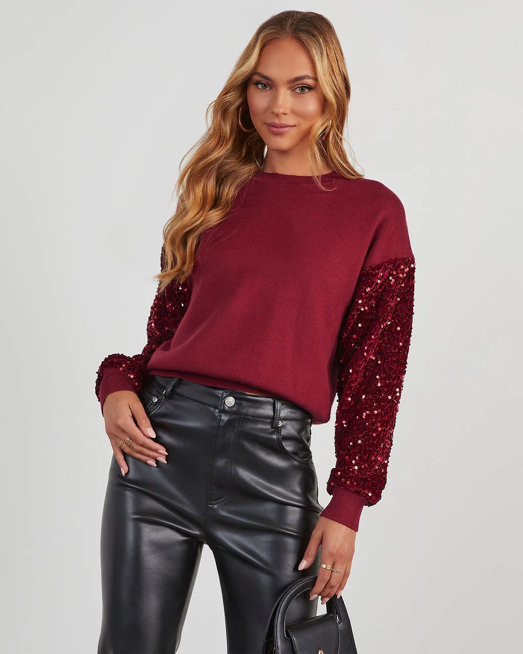 Yumi Contrast Sequin Knit Sweater | VICI Collection