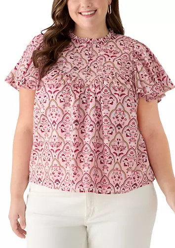 Plus Size Flutter Sleeve Peasant Top | Belk