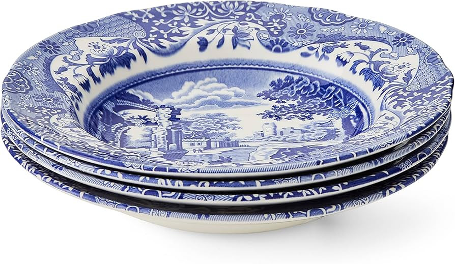Spode Blue Italian Soup Bowls | Set of 4 | 9-Inch | Soup, Pasta, and Salad Serving Bowls | Round,... | Amazon (US)