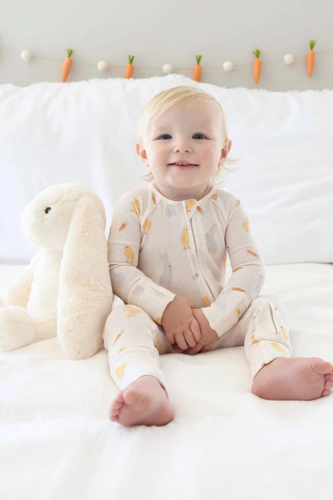 Sweet Peep Bamboo Waffle Convertible Zip Romper | Caden Lane