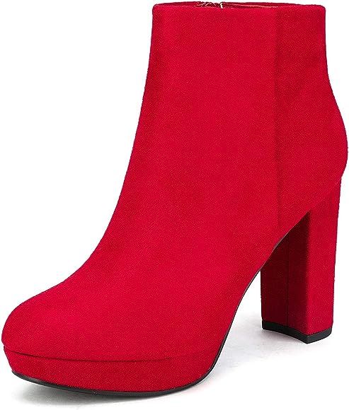DREAM PAIRS Women's Stomp High Heel Ankle Boots | Amazon (US)