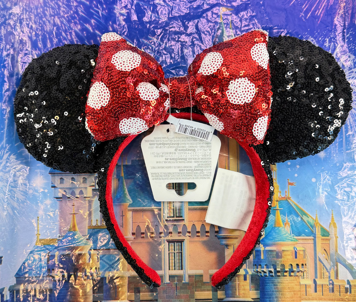 Disney Parks Classic MINNIE Mouse SEQUIN Red Bow White Polka Dots Ears Headband | eBay | eBay US