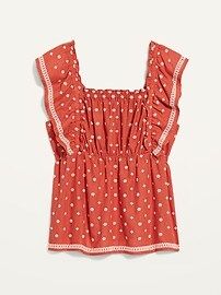 Embroidered-Print Ruffle Plus-Size Babydoll Top | Old Navy (US)