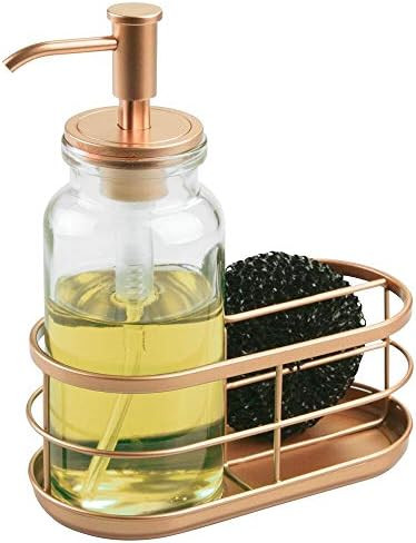 mDesign Modern Glass/Metal Kitchen Sink Countertop Liquid Hand Soap Dispenser Pump Bottle Caddy w... | Amazon (US)
