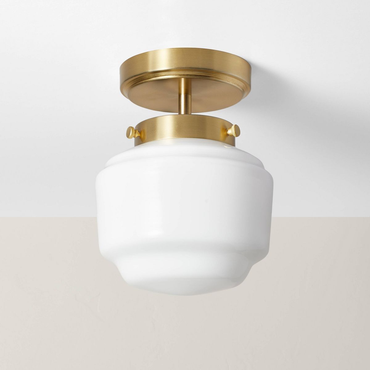 Milk Glass Semi-Flush Mount Ceiling Light Brass Finish - Hearth & Hand™ with Magnolia | Target