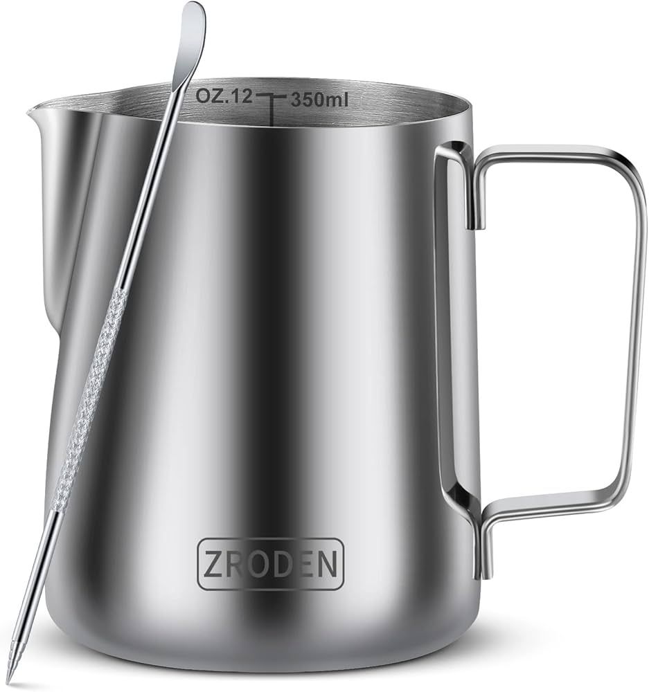 Milk Frothing Pitcher, 12oz 20oz 32oz Espresso Steaming Pitchers Stainless Steel Cappuccino Coffe... | Amazon (US)