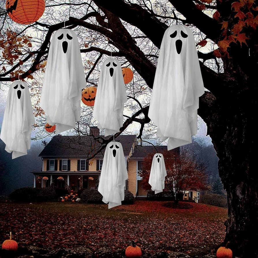 Halloween Decorations Outdoor Hanging Ghosts, 6Pcs Cute Hanging Light up Ghosts, Halloween Decor ... | Amazon (US)