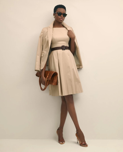 Cotton Sateen Fit-And-Flare Dress | Brooks Brothers
