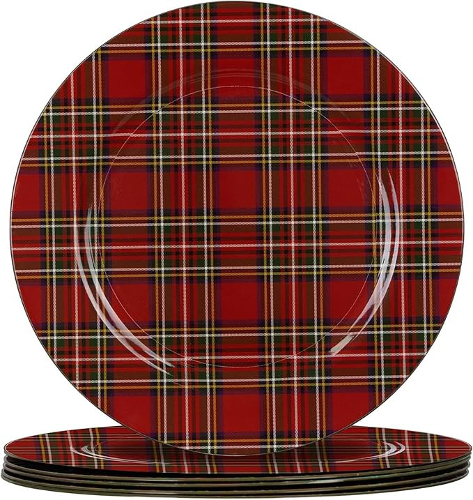 MAONAME 13" Red Charger Plates Set of 6, Plastic Charger for Dinner Plates, Christmas Plate Charg... | Amazon (US)