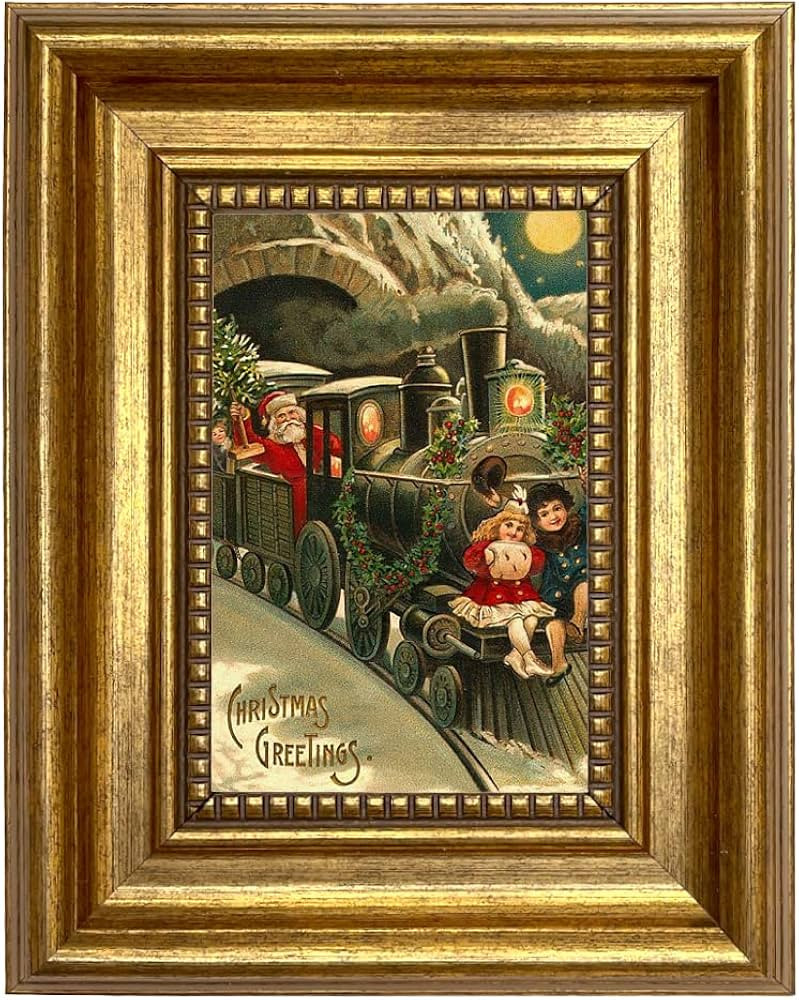 Schooner Bay Co. Santa's Christmas Train Framed Victorian Christmas Print Antique Style Wall Art ... | Amazon (US)