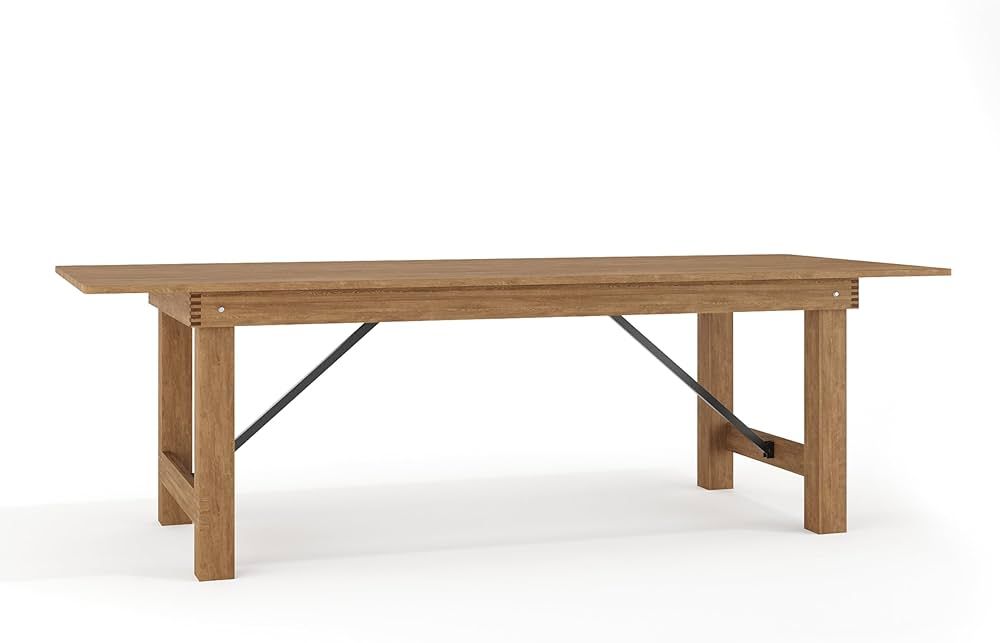 Flash Furniture Hercules Series 8' x 40" Rustic Solid Pine Folding Dining Table, Rectangular Anti... | Amazon (US)