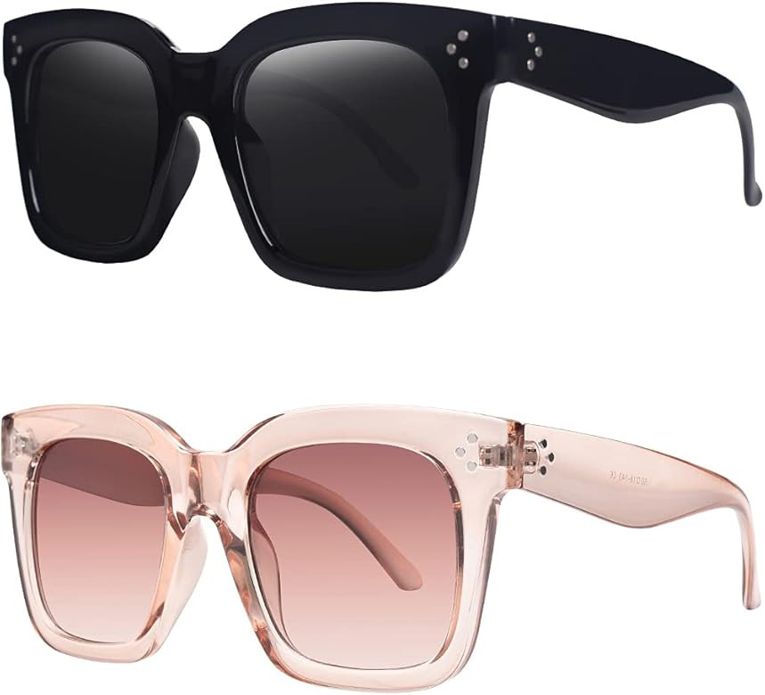 TAOTAOQI Vintage Women Oversized Sunglasses Designer Luxury Square Sun Glasses UV400 Protection F... | Amazon (US)