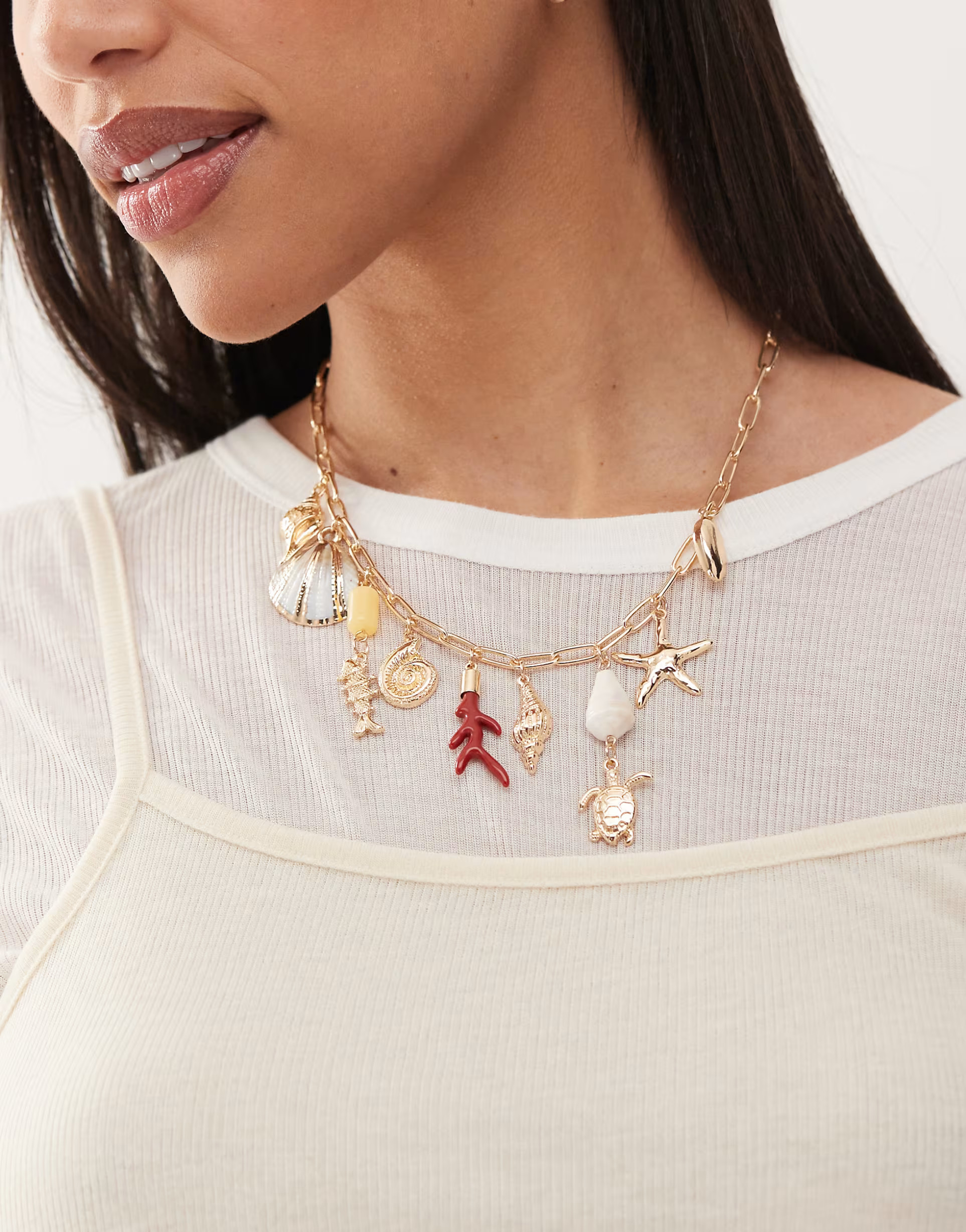 Reclaimed Vintage ultimate summer charm necklace in gold | ASOS | ASOS (Global)