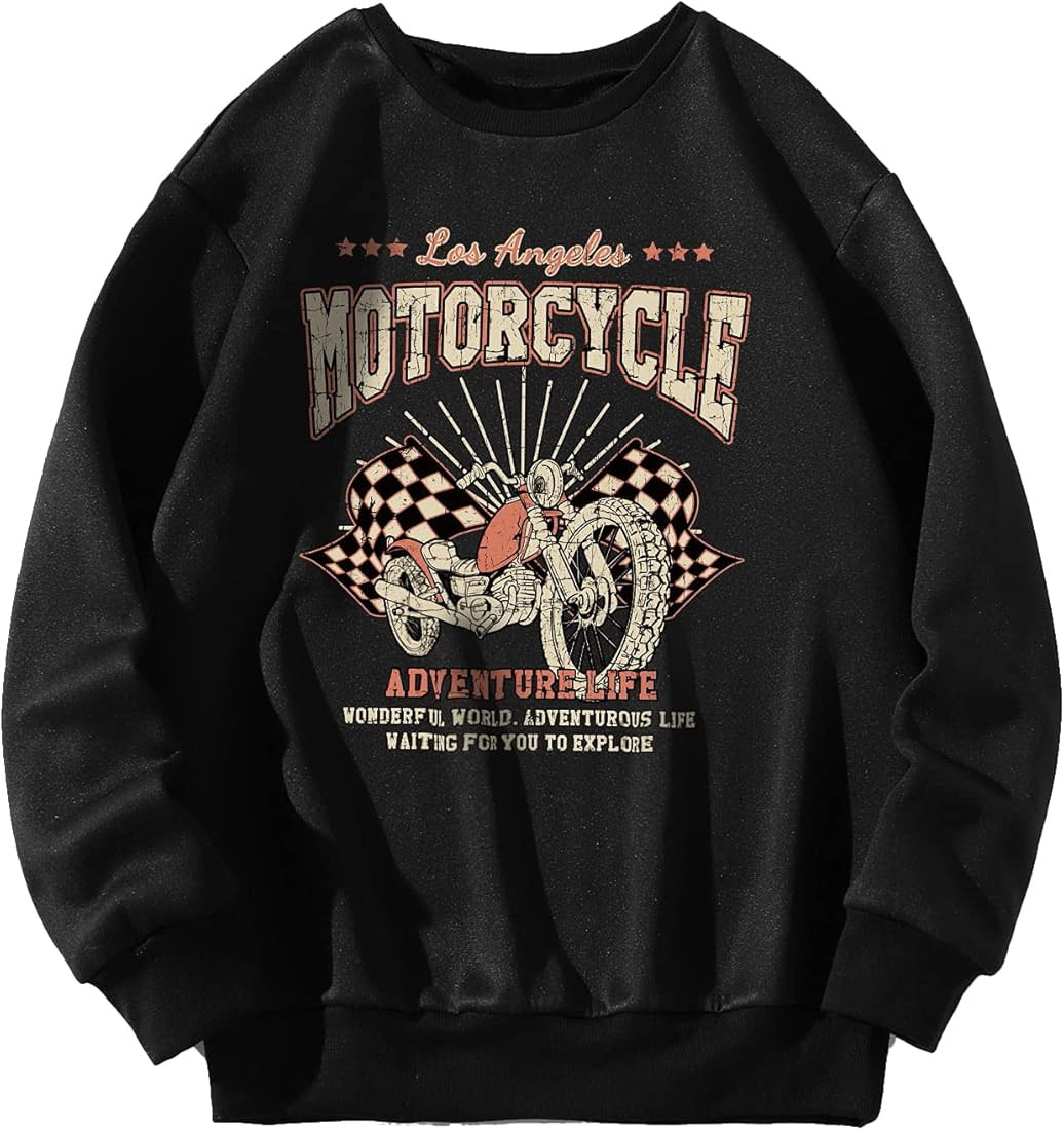 ROMWE Women's Graphic Sweatshirt Long Sleeve Crewneck Pullover Tops | Amazon (US)