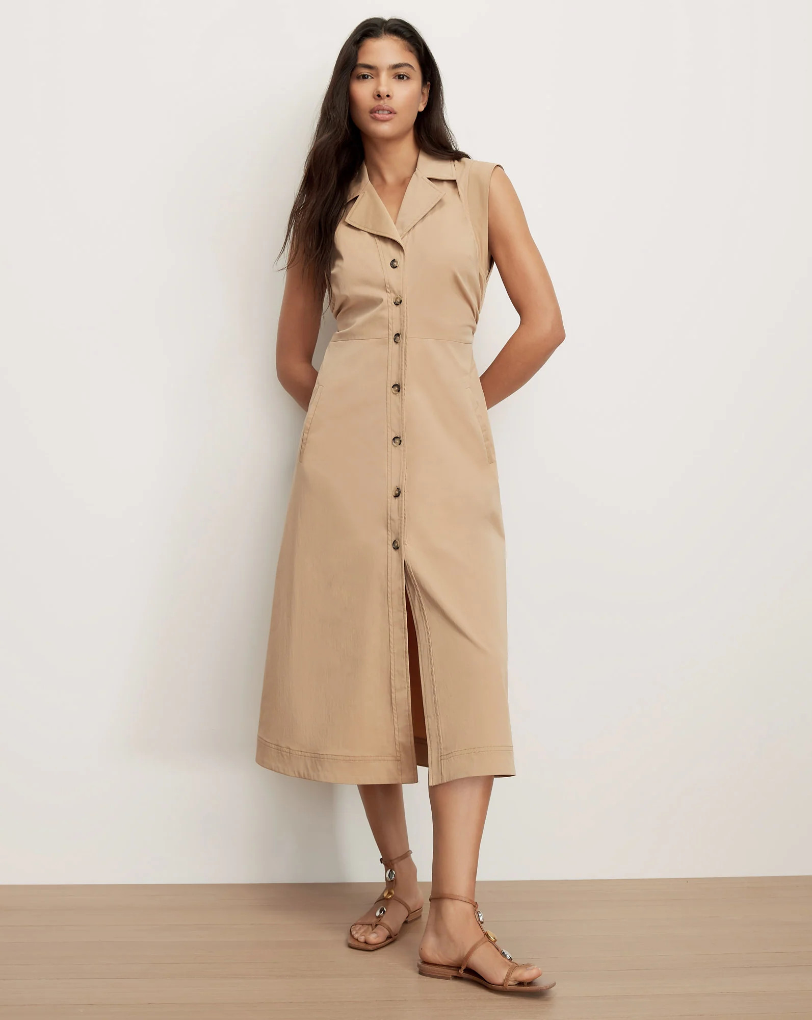 Veronica Beard Orla Midi Shirtdress Khaki | Veronica Beard
