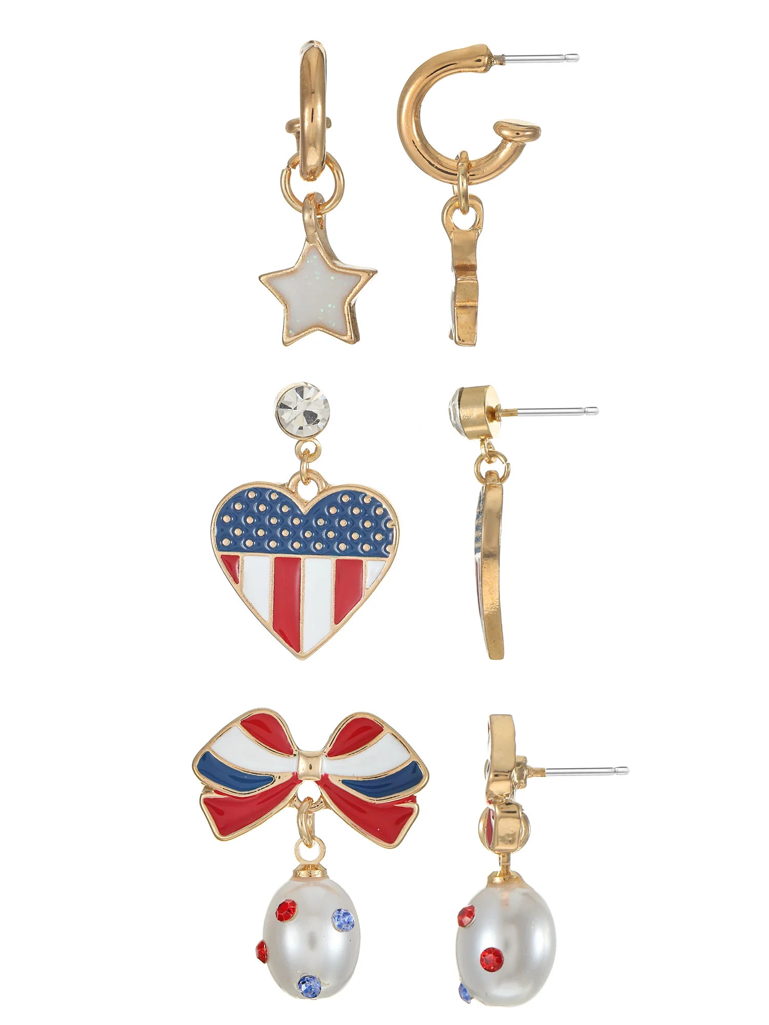 Way to Celebrate Americana Patriotic Dangle Earring Trio | Walmart (US)
