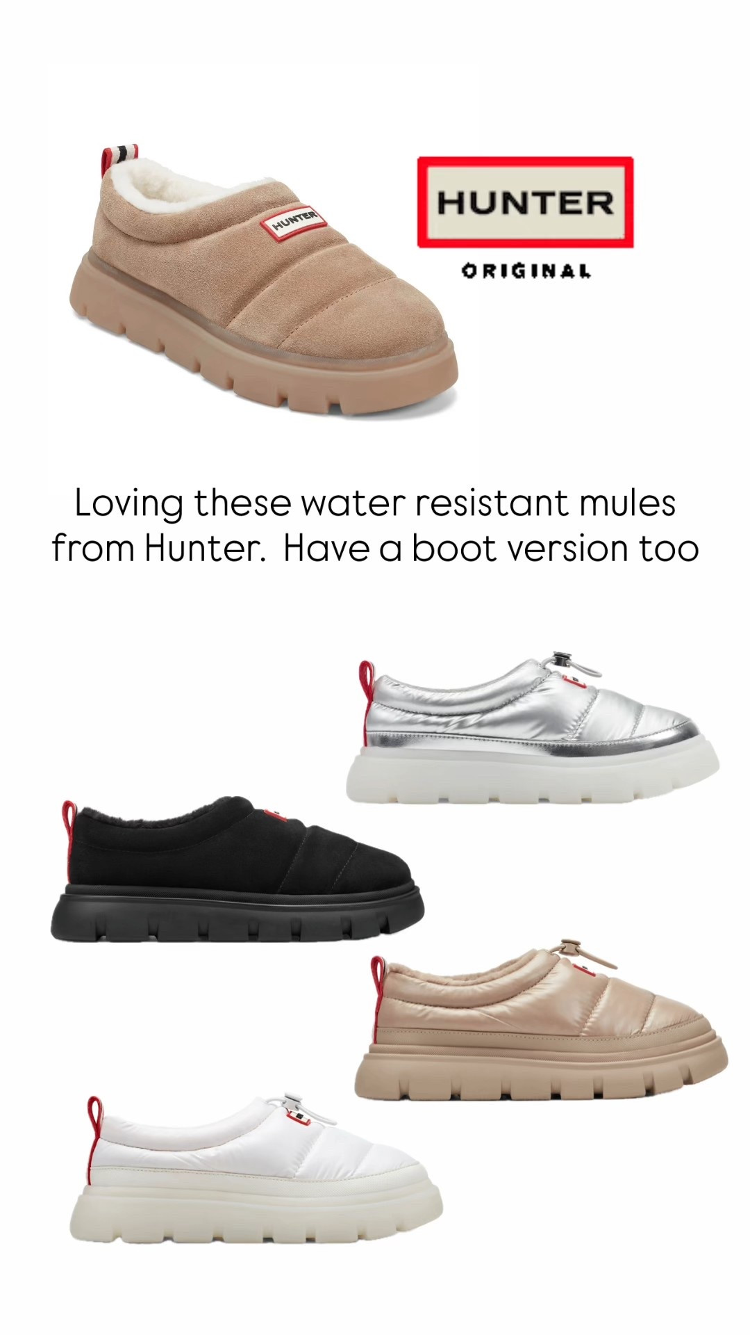Cute water resistant slip on mules from Hunter 

Winter shoes, women’s winter shoes, water resistant shoes for winter,  UGG alternatives, winter boots, cute winter shoes, trending winter shoes, women’s cute winter shoes, women’s cute slip ons for winter   #LTKtrending  #blackfriday

#LTKShoeCrush #LTKStyleTip 

#LTKGiftGuide