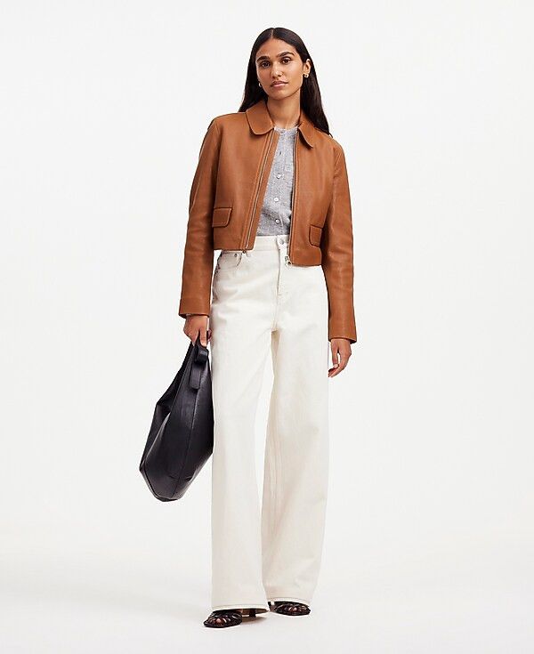 Shrunken Zip-Front Jacket in Leather | Madewell