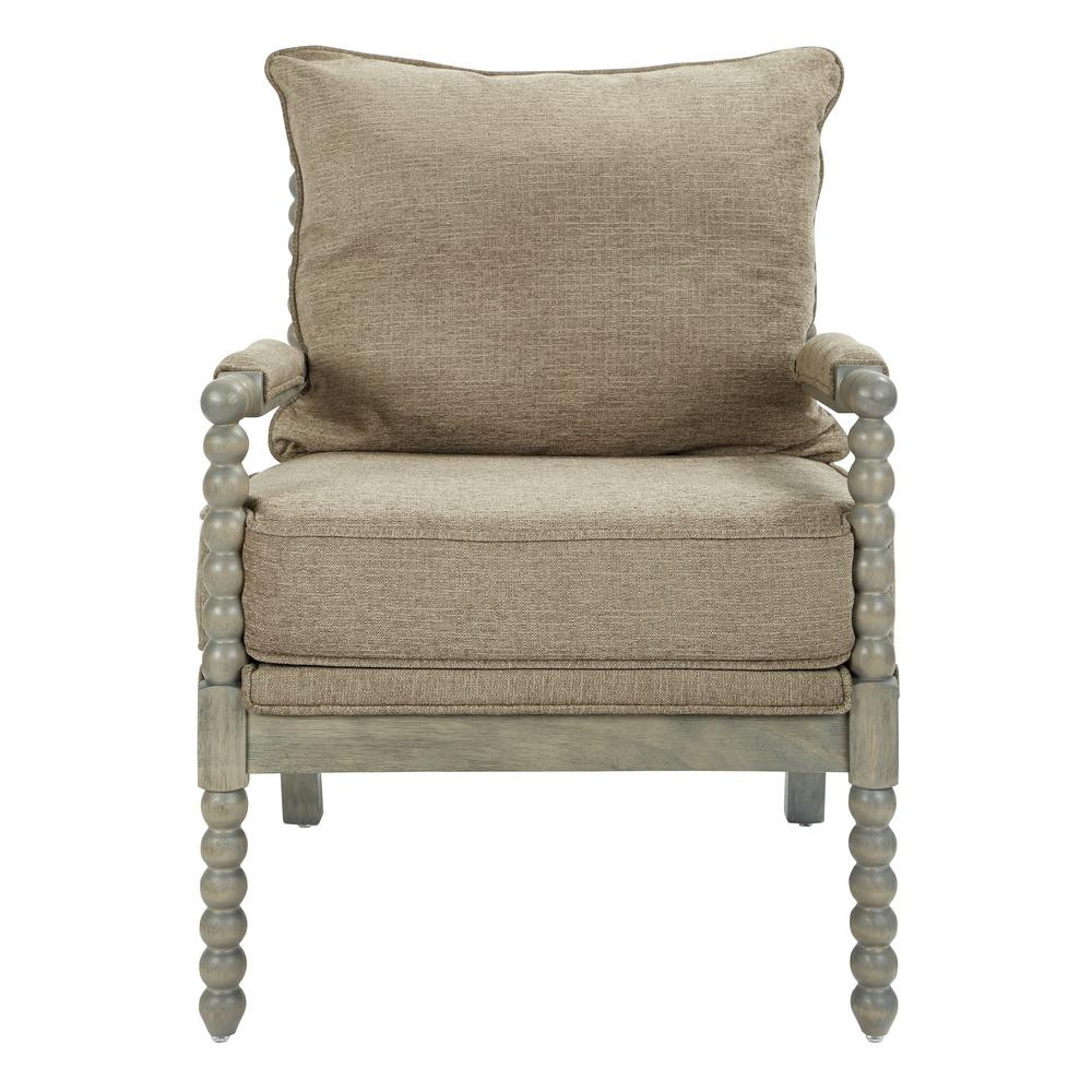 OSP Home Furnishings Abbot Dolphin Fabric Chair with Brushed Grey Base | The Home Depot