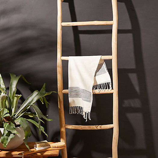 Fringed Hand Towel, Cream Stripe | Terrain