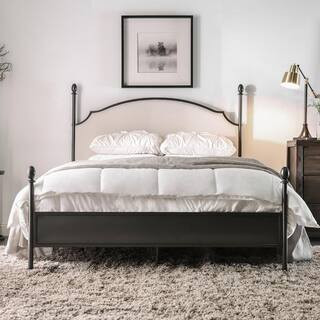 Keelan 57.25 in. W Gray Full Fabric Frame Upholstered Platform Bed | The Home Depot