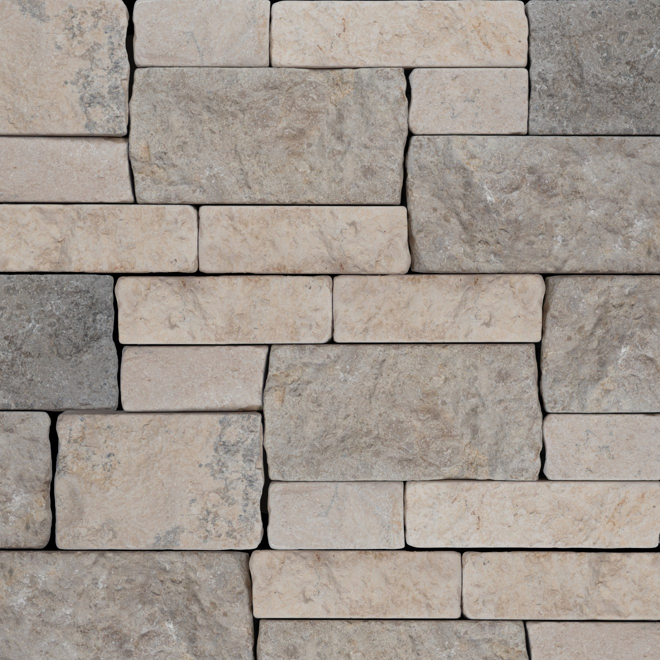 Tumbled Ledger 8" x 22" Limestone Wired Mesh in Mixed Beige & Grey | Bedrosians Tile and Stone