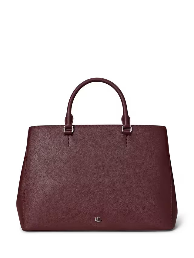 Ralph Lauren Hannah Leather Large Satchel Bag, Dark Garnet | John Lewis (UK)