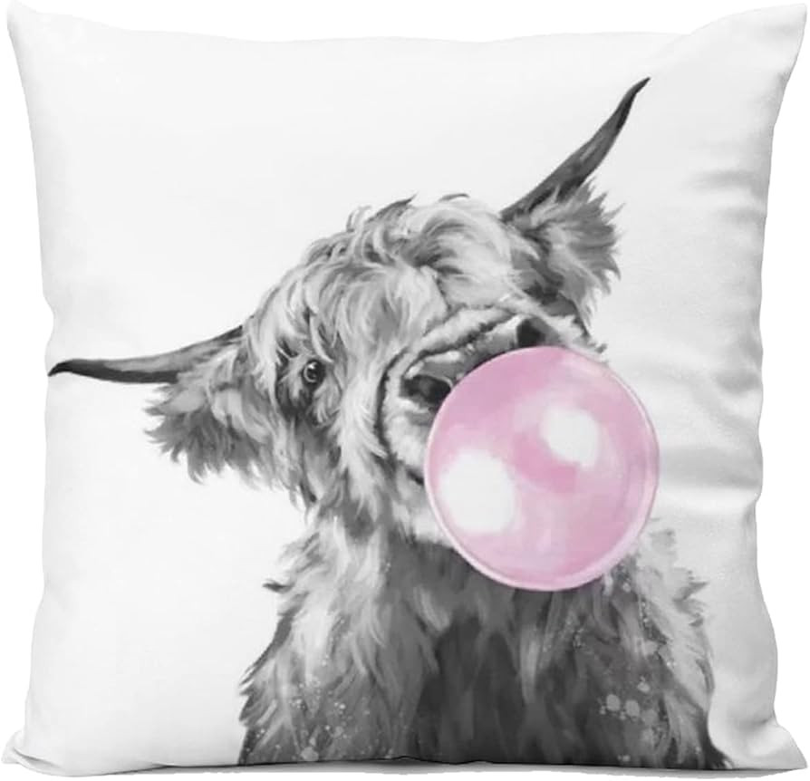 Highland Cow Bubble Throw Pillow Covers Square Cushion Case for Couch Sofa Indoor Outdoor Home De... | Amazon (US)