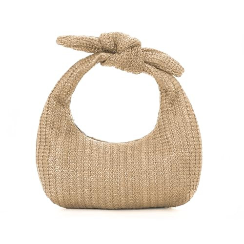 Lanpet Knotted Straw Clutch Purses for Women, Summer Beach Bag, Dumpling Evening Clutch Handbags for Formal Party Wedding | Amazon (US)