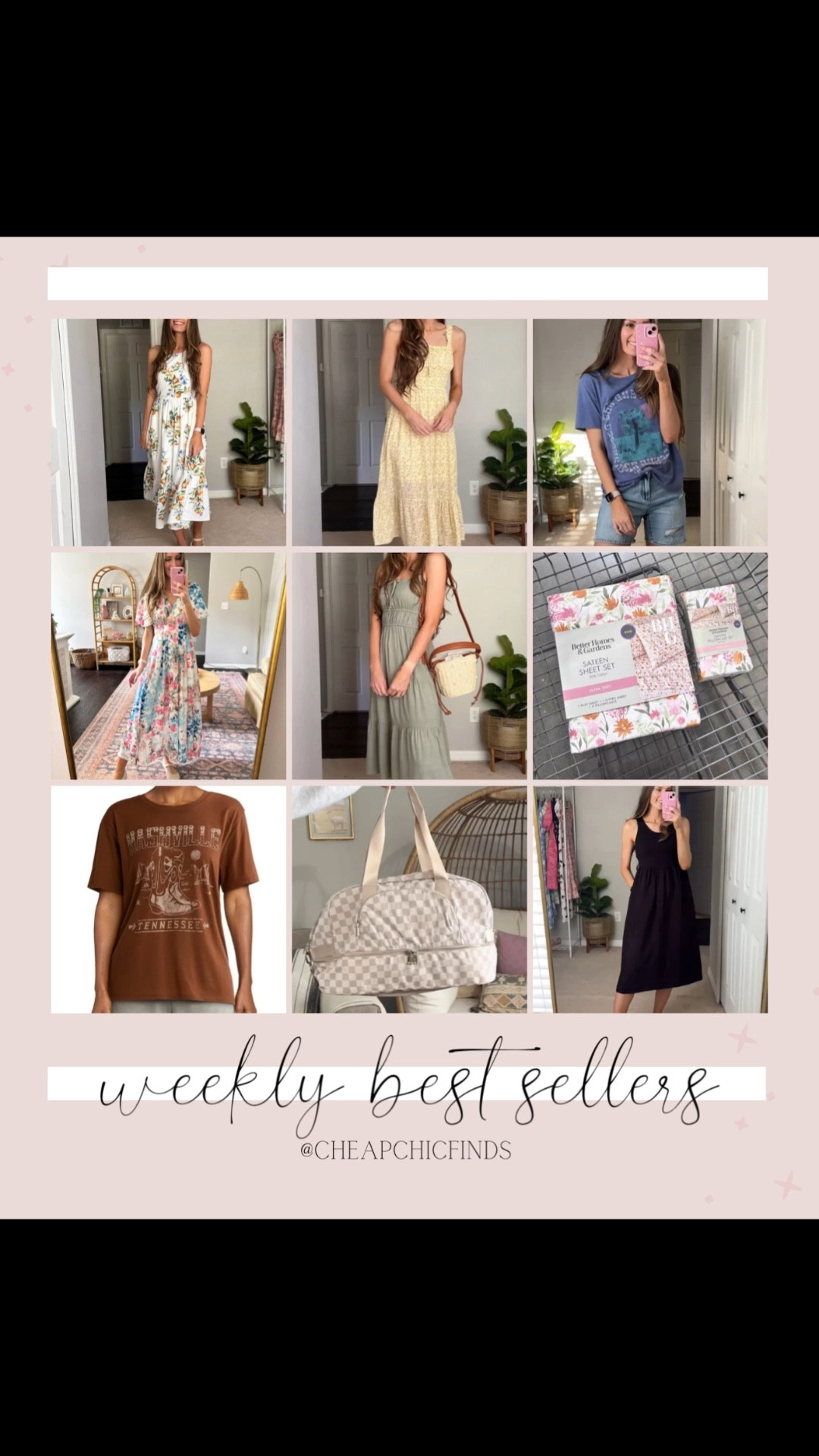 Last weeks best sellers!!
Butter yellow Walmart dress.
Pink floral Walmart sheet set. Walmart dresses. Walmart graphic tees. Amazon dresses

#LTKSeasonal #LTKFindsUnder50