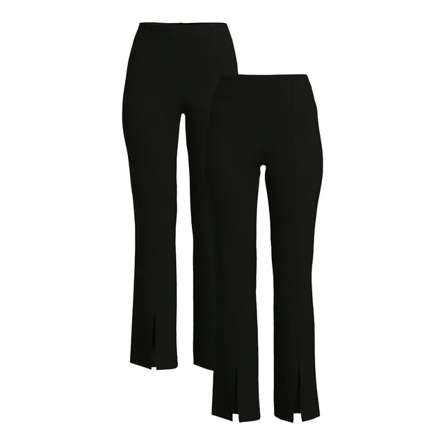 Time and Tru Women's Flare Ponte Pants, 2-Pack, 30" Inseam for Regular, Sizes XS-XXL | Walmart (US)