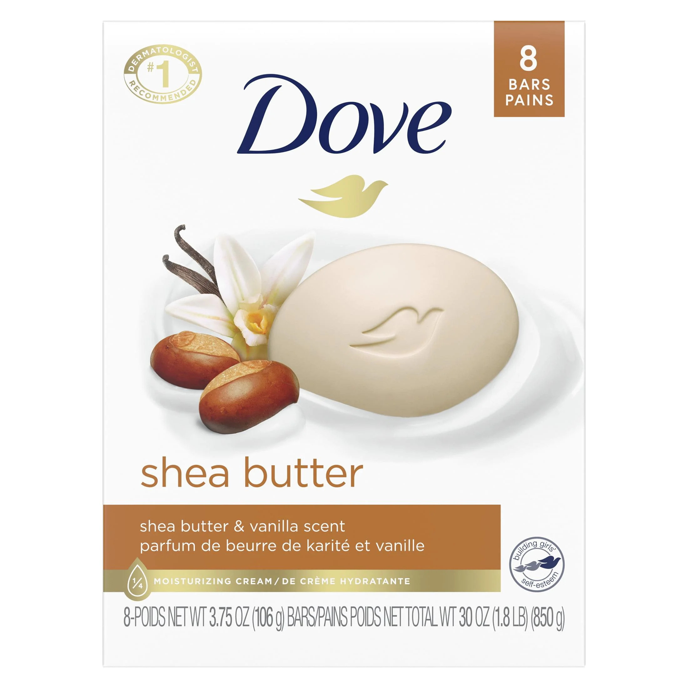 Dove Moisturizing Gentle Women's Beauty Bar Soap All Skin Type Shea Butter & Vanilla, 3.75 oz 8 B... | Walmart (US)