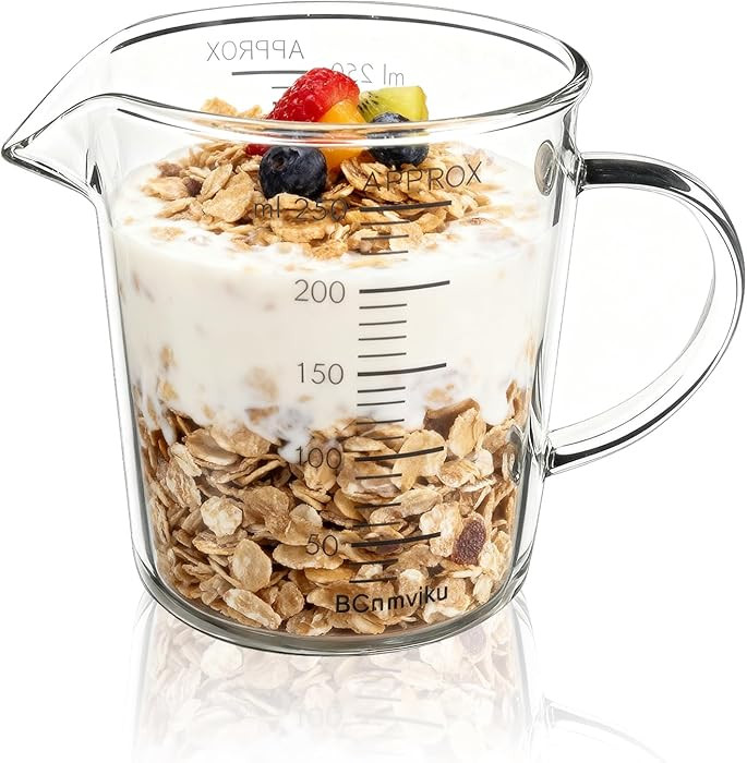 BCnmviku Glass Measuring Cup 250ml 1Cup High Borosilicate [Insulated Handle | V-Shaped Spout]For ... | Amazon (US)