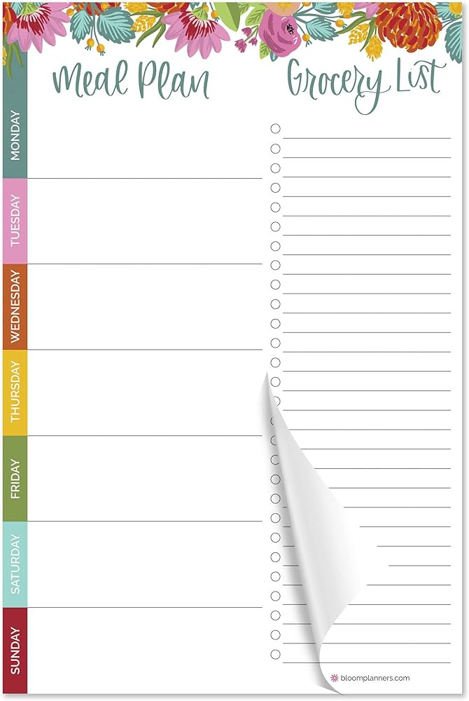 bloom daily planners Weekly Meal Planning Pad - Magnetic Hanging Refrigerator Menu Planner with T... | Amazon (US)