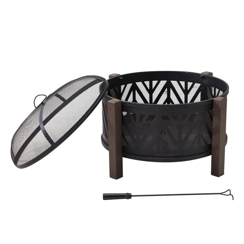 Aghi 23.2'' H x 31'' W Steel Wood Burning Outdoor Fire Pit | Wayfair North America