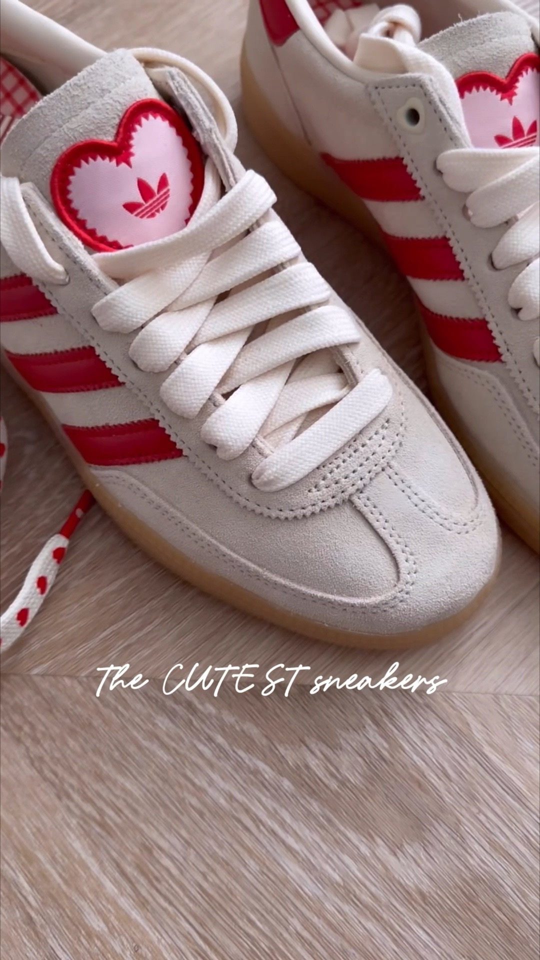 Obsessed! Size down 1/2-1 size! 💕❤️
And they come with extra laces! 

Sneakers. Adidas. Pink. Red. Hearts.

#LTKfitnessgoals #LTKActive #LTKootd