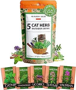2100+ Cat Grass Seeds - Catnip Seeds, Lemongrass, Licorice, Thyme Seeds, Valerian - Grow Cat Gras... | Amazon (US)