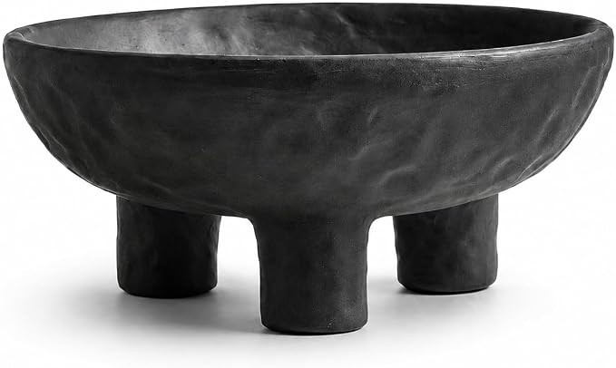 Black Concrete Decorative Bowl, 12 Inch Large Footed Bowl for Home Decor, Heavyweight Pedestal Bo... | Amazon (US)