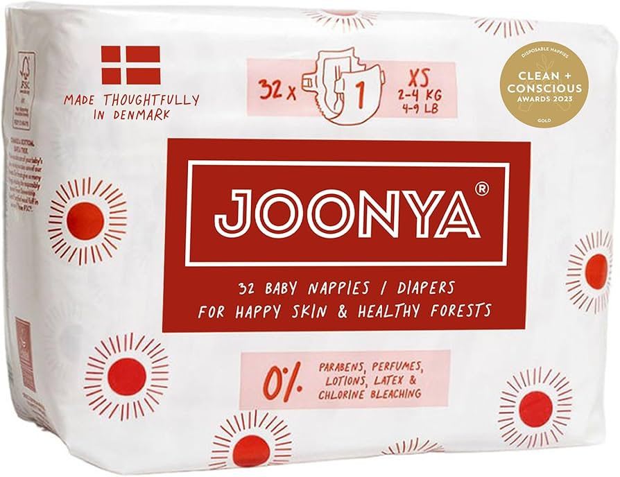 Joonya Baby Diapers, Size 1 XS (4-9 lb) - 1 Bag of 32 - Non Toxic, Eco-Friendly, High Absorbency,... | Amazon (US)