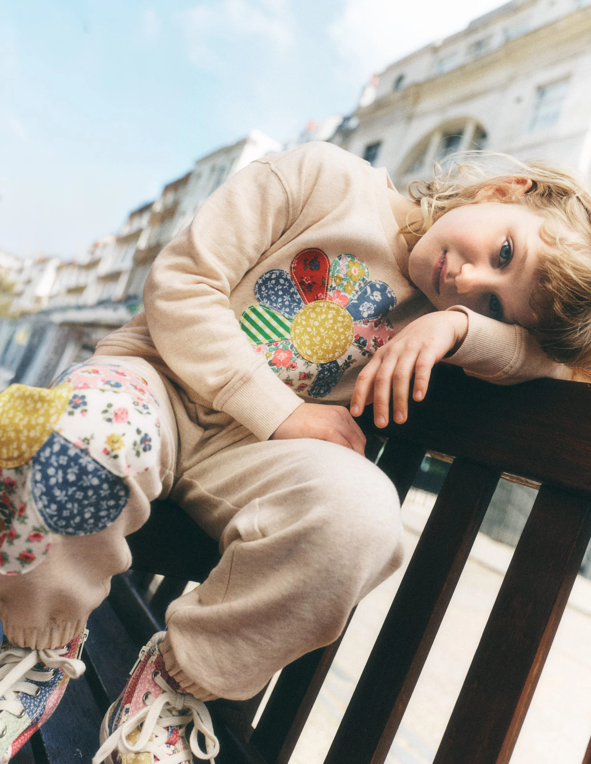 Relaxed Panel Sweatshirt-Oatmeal Marl Patchwork Floral | Boden (US)