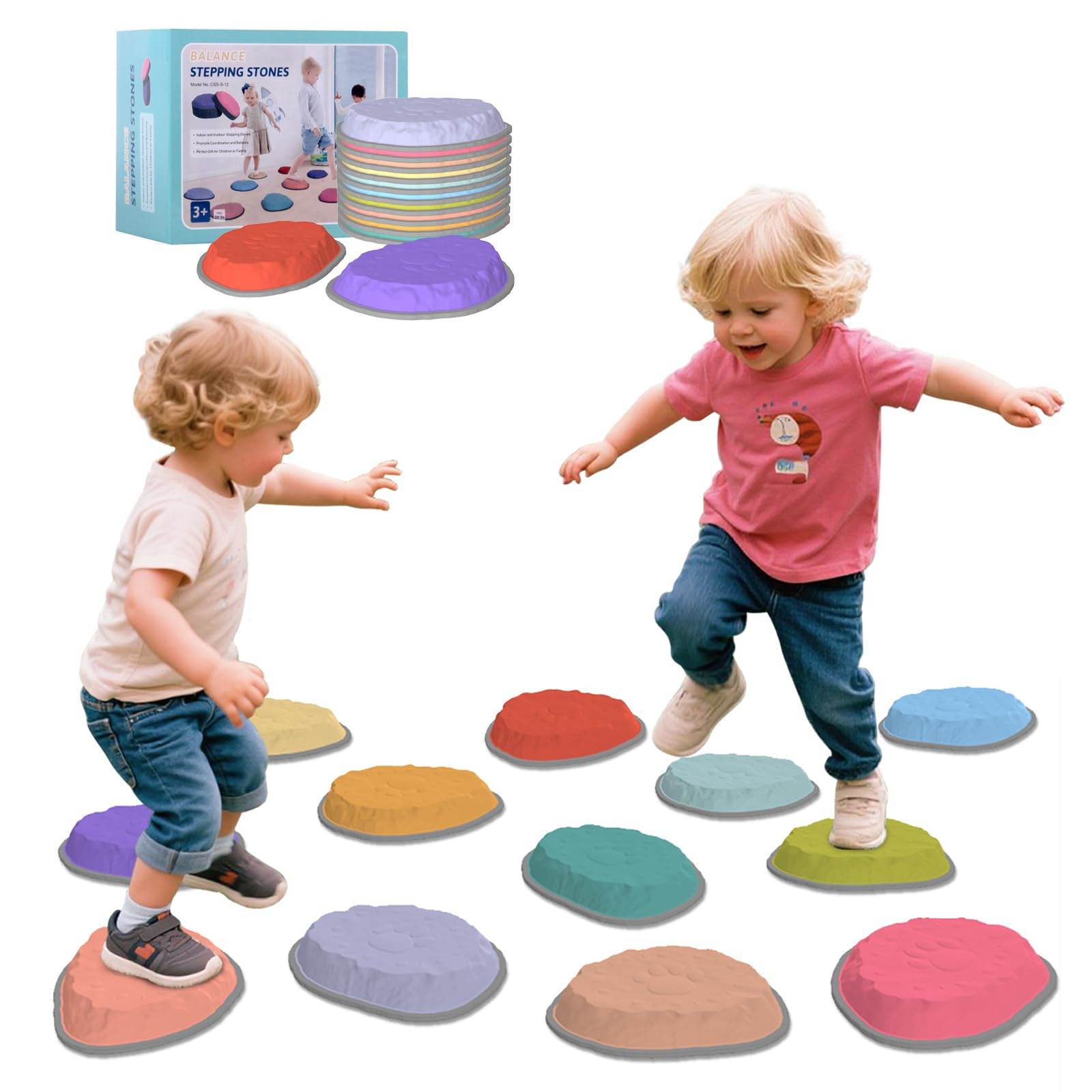 Stepping Stones for Kids, 8/12 PCS Balance Stepping Stones for Toddlers, Non-Slip Obstacle Course... | Amazon (US)